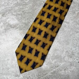 J.Z. Richards Necktie Mens One Size Gold Geometric Silk Yale Genton